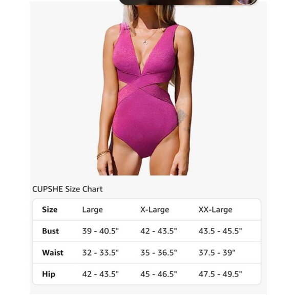 Velvet Blue Monokini Swimsuit With Plunge Neck & Cutouts - Cupshe L - Picture 7 of 7